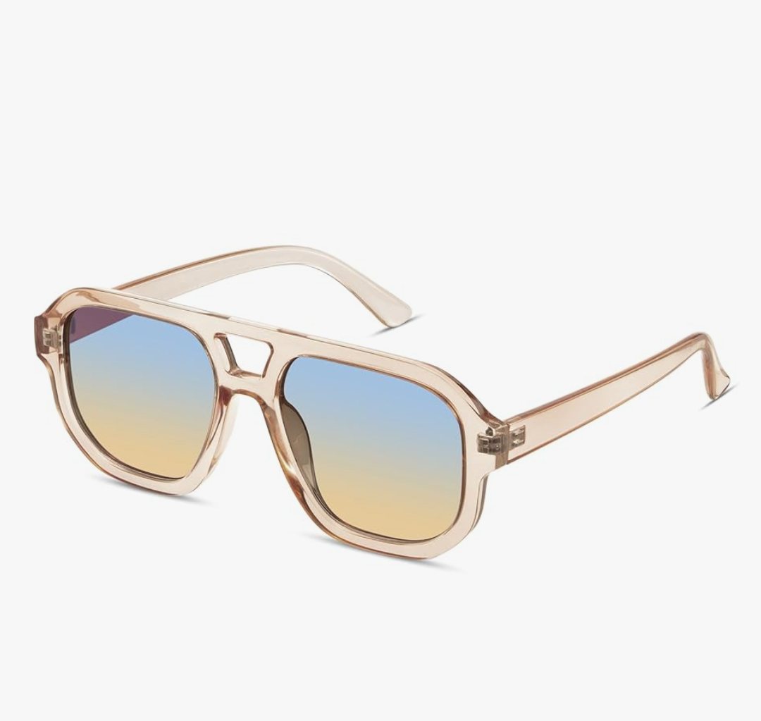 livho Trendy Polarized Square Aviator Sunglasses Women Men Square Eyewear Frame, Retro Sun Glasses for Women Men 2025 Shades