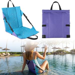 Cinnvoice 2 Pack Waterproof Foldable Pool Edge Chairs for Adults, Portable Adjustable Folding Beach Seat, Lounge Chair for Poolside Camping Picnic Lawn Outdoor Concert Tailgate BBQ(Peacock Blue)