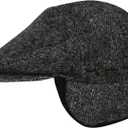 100% Wool Herringbone Winter Ivy Cabbie Hat w/Fleece Earflaps – Driving Hat