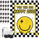 ONE Happy Dude Party Games Pin The Eye on The Dude Kid Game for Smiley Face One Cool Dude 1st Birthday Party Decorations Favors Supplies 24 Sticker