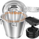 Rear Grease Drainage Funnel with 1.3 Gal Drip Oil Bucket W/Lid & Magnetic Grease Gate for Blackstone Griddle 36", Creative Blackstone Accessories Cup Liners Saving Compatible with Hood, Wind Guard (Short Hook Fit 36" +Bucket)