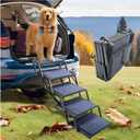 Dog Ramp for Car Truck and SUV Dog Stairs for Large Dogs Folding Pet Stairs with Non-Slip Rug Surface Supports Up to 250 lbs (5 Steps)