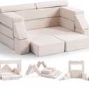 ROBOTIME Modular Play Couch for Kids, Convertible Toddler Sofa with Washable Covers, Versatile Foam Kids Couch for Playroom Forts, Lounging & Creative Play (for Ages 3+) (Off-white)