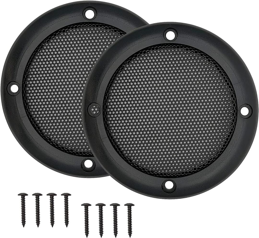 3.5" Speaker Grill Cover, Car Home Speaker Subwoofer Guard Protector, ABS Plastic Frame with Metal Mesh, Black - 2Pcs