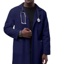Lab Coat for Men and Women, 40 Inch Length Relaxed Fit Doctor Coat, 3 Pocket Medical Coat Nurse Scientist Technician (Navy)