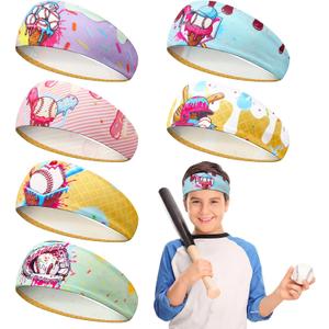 Jecery 12 Pcs Baseball Ice Cream Drip Headbands Youth Birthday Party Favor Sweatband Respect The Drip for Women Men Team Gift