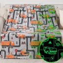 Kids Boys Construction Excavator Gifts Toys - Glow in The Dark Truck Blanket Birthday Christmas Valentine's Easter Gift for Age 1 2 3 4 5 6 7 8 9 10 Years Old Teen Toddlers Car Plush Throw 50"x60"