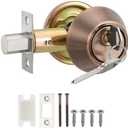 PATIKIL Keyed Alike Single Cylinder Deadbolts, Keyed Entry Door Knob Anti-Theft Exterior Door Hardware for Front Door and Entrance Door, Red-Copper