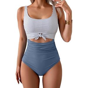 Eomenie Women's One Piece Swimsuit Tummy Control Slimming Bathing Suit Cutout Tie Knot Swimwear, Medium