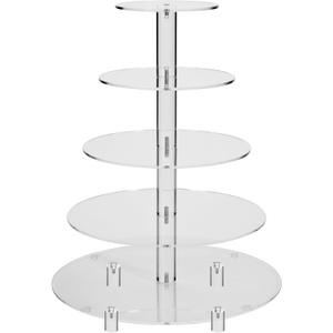 Jusalpha 5 Tier Round Acrylic Cupcake Stand-cake stand-dessert stand, cupcake Tower 5RFs (5 Tier With Base)