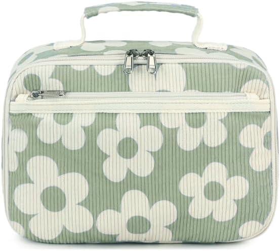 Bluboon Insulated Lunch Bag for Girls & Boys, Corduroy School Lunch Box with Cooler & Organizer Compartments, Leak-Proof Lunch Tote for School, Travel