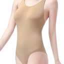 DANSHOW Women and Girls Nude Seamless Camisole Undergarment Leotard with Transition Straps (Small-Medium)