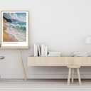 sea Abstract Wall Art Oak Wood Beach Frame Wall Art, 8X10 inch Spanish Retro Travel City Poster Canvas Print, Classic City Landmark, Suitable Bedroom for Living Room