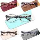 Reading Glasses Blue Light Blocking, Computer Glasses for Women Men, Fashion Square Eyeglasses 5 Pairs (A-mix 8)