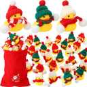 Jerify 48 Pcs Christmas Rubber Ducks 2 Inch Mini Christmas Bath Floaters Xmas Party Decorations Holiday Rubber Ducks with Drawstring Gift Bag for Party Holiday Prizes(Assorted Style)