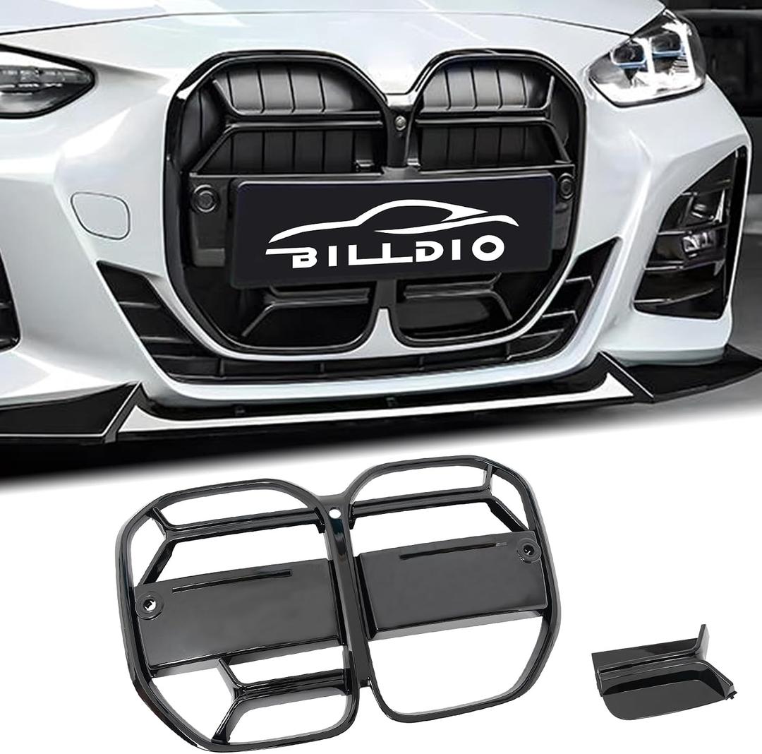 G22 Grille - Black Kidney Single slats Grill Compatible With BMW 4 Series G22/G23 2021-2024 430i M440i ABS Gloss Black Kidney Grill