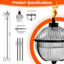 Citronella Torches Set of 4, Large Capacity 16 oz Outdoor Glass Torch Garden Dcor58.6 - Inch Upgraded Citronella Torches with 3-Prong Grounded Stake for Yard, Patio, Gatherin