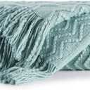 BOURINA Aqua Throw Blanket 50x60 Inches Throw Textured Solid Soft Sofa Couch Decorative Knit Blanket
