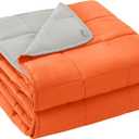 yescool Weighted Blanket for Adults (12 lbs, 60" x 80", Orange) Cooling Heavy Blanket for Sleeping Perfect for 110-130 lbs, Queen Size Breathable Blanket with Premium Glass Bead, Machine Washable