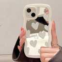 LSL Case for iPhone 13, Glossy Mirror Back White Hearts Pattern Case for Girls Women Curly Wave Edge Cute Girly Trendy Slim Protective Cover