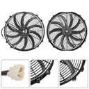 16 Inch Slim Fan Push Pull Electric Radiator Cooling Fan Universal High Performance 12V 120W Motor with Fan Mounting Kit (Black)
