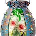 VEWOGARDEN Hummingbird Solar Lantern Hanging Solar Lanterns Outdoor Waterproof Decorative Lantern Lights for Patio Porch Garden Table Decor, Blue