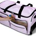Mavii Dance Bag with Garment Rack, 28 Inch Rolling Duffel, Ideal for Competitions & Travel, Water-resistant/Wipe-clean Fabric, Lightweight Aluminum Rack, Wheeled Upright Luggage, Lavender