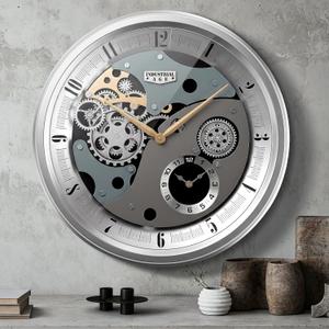 XSZ Industrial 20" Extra Large Wall Clock with Moving Gears & Dual Dials