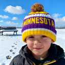 Kids Beanie Hat with Pom,Children Warm Knitted Pompom Hat,Boys Girls Beanie Cap&Winter Hat,Knitted hat Gift for Fans. (Minnesota)