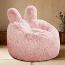 Fluffy Bean Bag Chair for Kids Pink, with Plush Faux Fur Cover, 2.5FT Memory Foam Bean Bag Chairs for Teens & Kids, Ultra Soft Sofa for Living Room/Bedroom/Dorm.