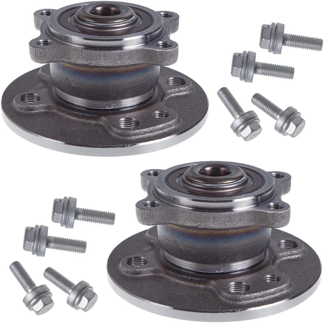 AUQDD 512427 x2 (For 1.6L and FWD,M14 Wheel Bolts) Rear Wheel Hub and Bearing Assembly Compatible With 2007-2015 Mi-ni Cooper # 33416786552 33416786620