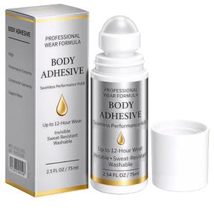 Roll-On Body Adhesive for Clothes & Skin - Professional Sweat-Resistant Fashion Glue, Fast Drying & Washable, Seamless Performance Hold for Dancers, Costumes, Socks, Leotards & Bras