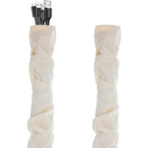 2 Pcs Fabric Cord Cover, 6 Feet Chandelier Chain Cover for Lighting Wires and Lamps, Easy Install Cable Management Solution, Beige