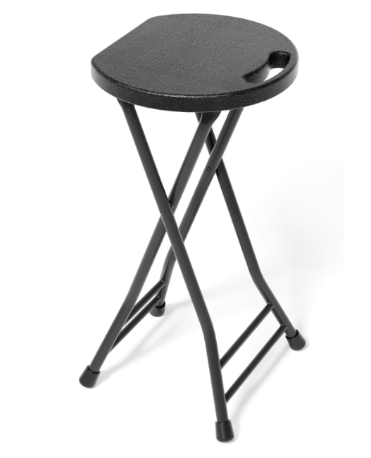 LEDLAY24 Inch Folding Stool with Handle - 500LBS Capacity Portable Foldable Stool with Non-Slip Feet, Heavy-Duty Steel & Plastic Collapsible Stool for Indoor Outdoor Use, Black