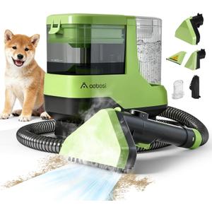 AAOBOSI Portable Carpet Cleaner Machine, 17Kpa Upholstery Steam Cleaner with Smart Voice Prompting, Self-cleaning, 4 Tools for Pets, Car, Couch and Stairs- C688, Green