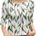 NORACORA Women's 3/4 Length Sleeve Crew Neck T-Shirt - Printed Casual Basic Tops (XL)