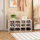 Garden 4 you Shoe Storage Bench, Cubby Shoe Rack with 12 Cubbies, 3-Tier Wood Shoe Rack Organizer, Shoe Organizer Cabinet for Entryway, Hallway, Closet and Garage, White