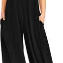 ANRABESS Jumpsuits for Women 2025 Summer Casual Loose Cap Sleeve Crewneck Wide Leg Rompers Jumper One Piece Beach Outfits (Small, Black)