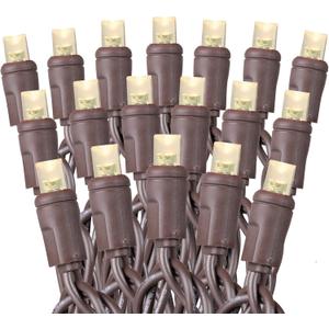 100 Warm White Wide Angle LED Mini Lights on Brown Wire 50 Ft Commercial Grade Christmas String Lights, Full Wave No Flicker, UL Listed Indoor/Outdoor, Connect Up to 21 Sets