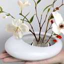 Flower Frog Vase Kit, Ikebana Flower Arrangement, Ceramic Water Drop Flower Pot & Flower Frog Flower Arrangement Vase Kit (White Small Size)