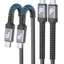 USB C to USB C Cable 6FT, USB Type C Fast Charging Cable 2Pack USB C Cable Nylon Braided USBC iPhone Charger Cord Compatible with iPhone 17/16/15/Pro Max, Sam-sung Galaxy S23, LG and More USB-C Device (Grey)