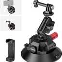 NEEWER 4.5" Suction Cup Camera Mount with Ball Head Magic Arm, 1/4" 3/8" ARRI Holes, Quick Release Car Mount with Phone Holder & Action Cam Adapter Compatible with iPhone DJI Insta360, CA105