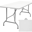 Folding Table 6ft Portable Heavy Duty Plastic Fold-in-Half Utility Foldable Table Plastic Dining Indoor Outdoor for Camping, Picnic and Party, White