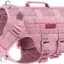 OneTigris Tactical Dog Harness, No Pull Small Dog Vest Harness with Handles Breathable Military Dogs Molle Vests for Walking Hiking Training (Pink, Medium)