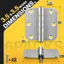 KOLET Ball Bearing Door Hinges, 3.5 Inches Heavy Duty Stainless Steel Door Hinges, 5/8'' Radius Corner Hinges, Smooth and Quiet, Non Removable Pin, Brushed Nickel, 6 Pack