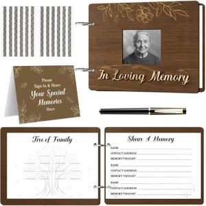 2 x TICIAGA Wooden Funeral Guest Book - 70Pcs in Loving Memory Guest Book with Black Pen Please Sign Table Card, Funeral Guestbook for Memorial Service, Memory Book for Guests to Sign in with Condolence