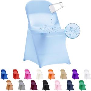 36 PCS Waterproof Stretch Spandex Folding Chair Covers, Dining Room Chair Slipcovers Protector for Wedding, Banquet, Party, Holidays, Celebration and DecorationBlue Mist