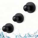 Suction Cup Hooks for Shower, Stainless Steel No Drill Wall Hooks with Olive Bead Design Heavy Duty Washable Removable Hooks for Bathroom Glass Door Towel Loofah (3, Black)