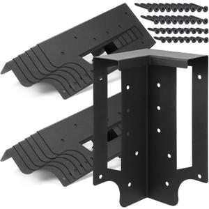 12 Pack Raised Garden Bed Corner Brackets with Securing Lip Fits Lumber up to 2" x 12" Metal Garden Corner Bracket for Wood Frame Bed 4.7" L x 2" W x 10.5" H (Black)