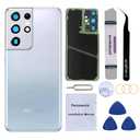 Perzework Rear Back Glass Replacement for Samsung Galaxy S21 Ultra 6.8-inches with Repairing Toolkit (Phantom Silver)
